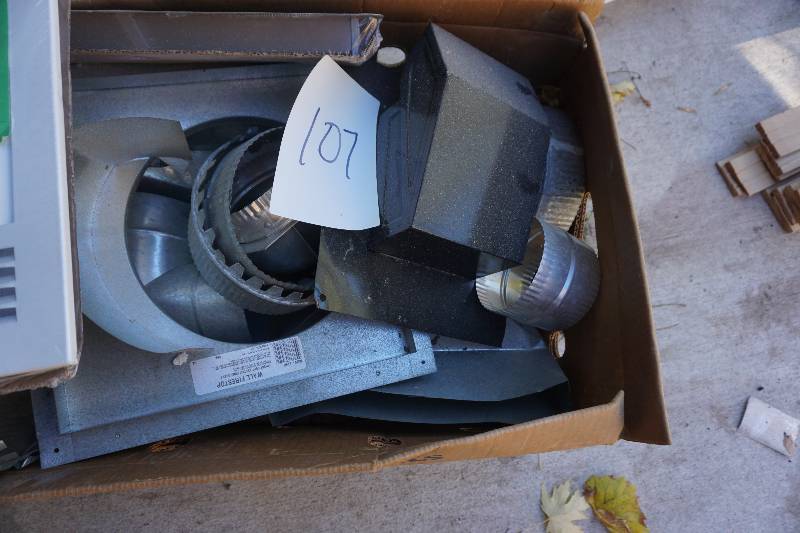 lot 107 image: Box of Vents and Assorted Galvanized Joints and Connectors