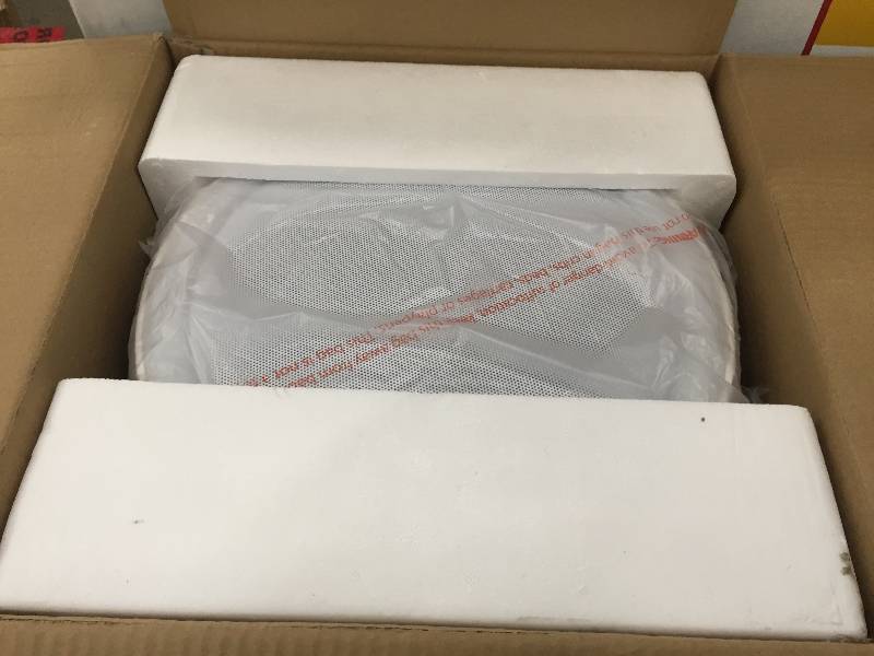 lot 50 image: Home Netwerks Decorative White 90 CFM Bluetooth Stereo Speaker Bath Fan with LED Light open box never used