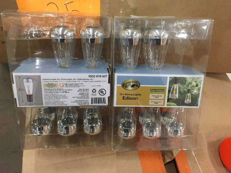 lot 36 image: 10-Incandescent Light Outdoor Dipped Edison Bulb String Light