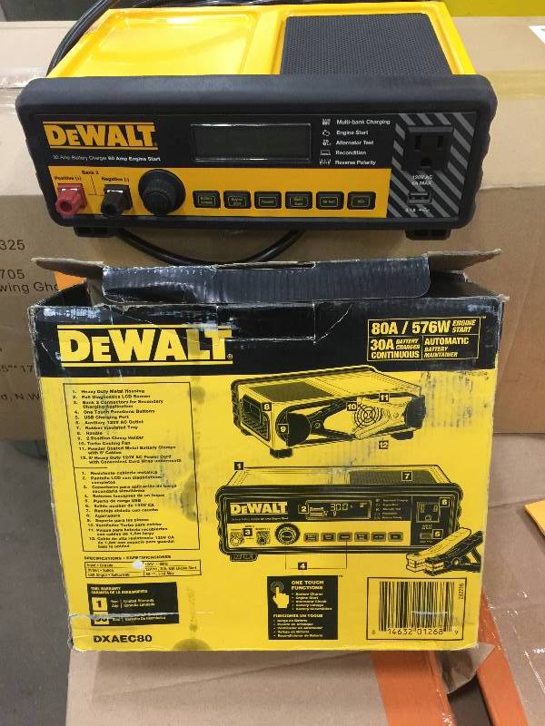 lot 39 image: Dewalt 30 Amp Multi Bank Battery Charger with 80 Amp Engine Start