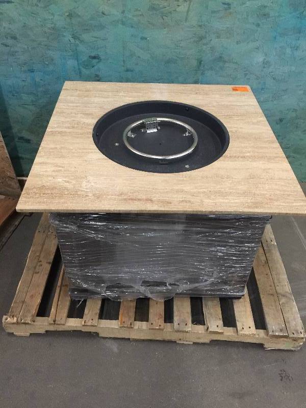 lot 44 image: Bond Manufacturing Sonoma 38 in. Square Envirostone and Travertine Propane Fire Pit