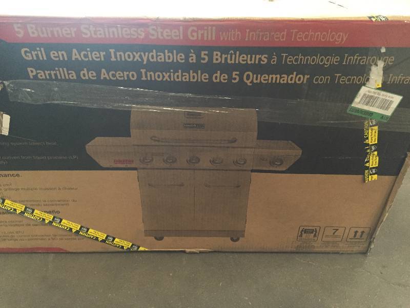 lot 46 image: Nexgrill Evolution 5-Burner Propane Gas Grill in Stainless Steel with Side Burner and Infrared Technology open box never used