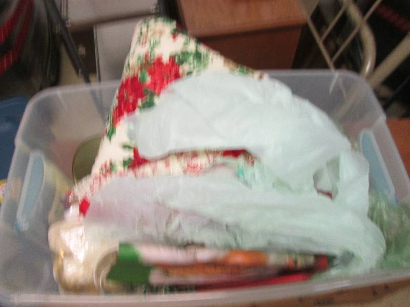 christmas stuff in 70qt tote ...
