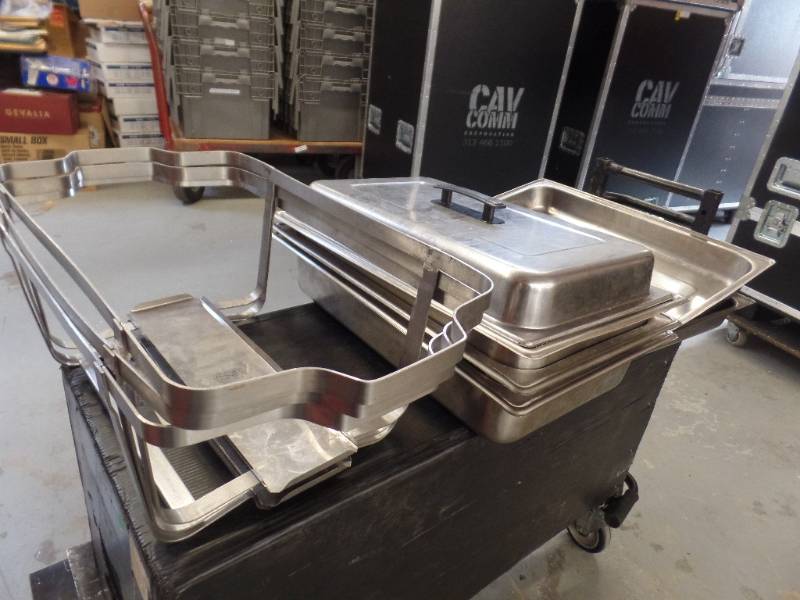 lot 917 image: CHAFING DISHES WITH LIDS AND STANDS