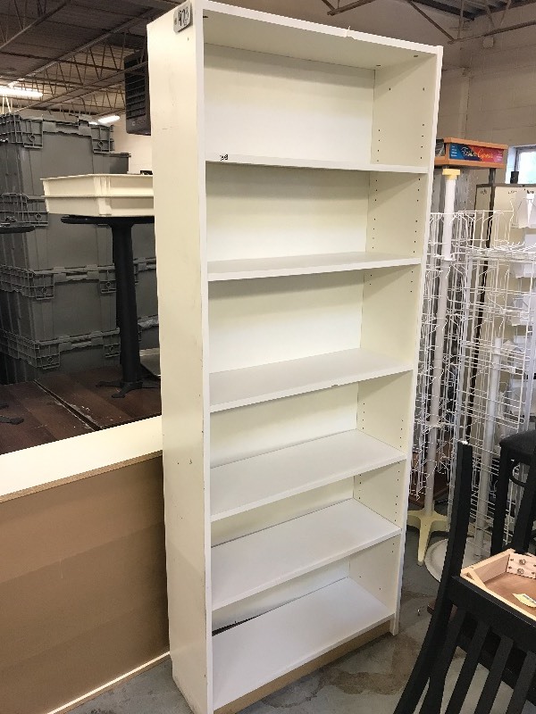 lot 973 image: 2 WHITE BOOK SHELVES
