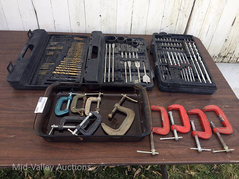 lot 117 image: Drill Bits and C-Clamps