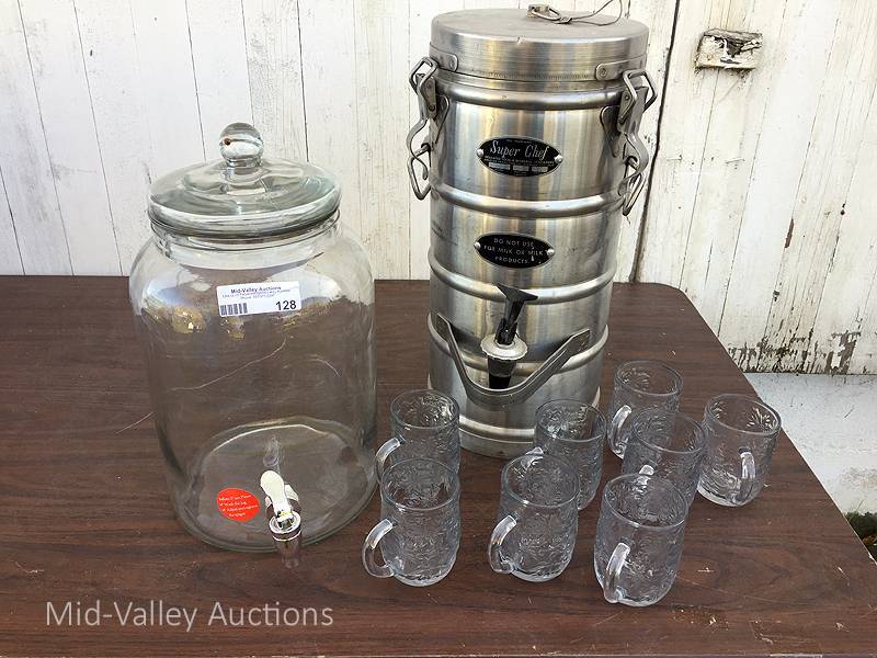 lot 128 image: Beverage Dispensers & mugs