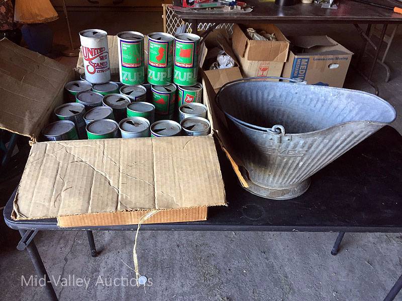 lot 256 image: 7-UP Cans & Ash Bucket