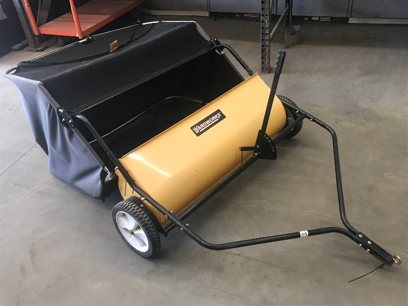 lot 1 image: Yardworks Pin-Hitch Lawn Sweeper, I...