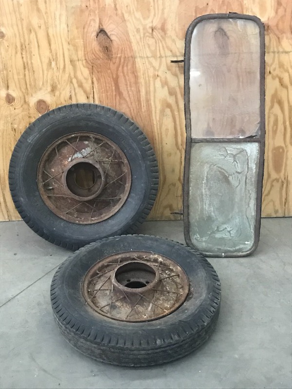lot 21 image: Lot Of (2) Antique Wheels & Tires, ...
