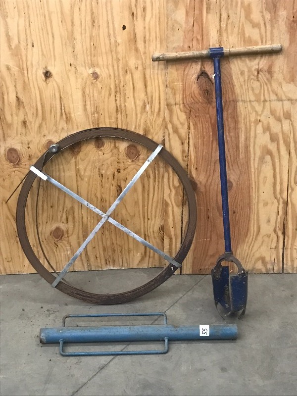 lot 55 image: Lot Of Steel Fish Tape, Post-Hole ...