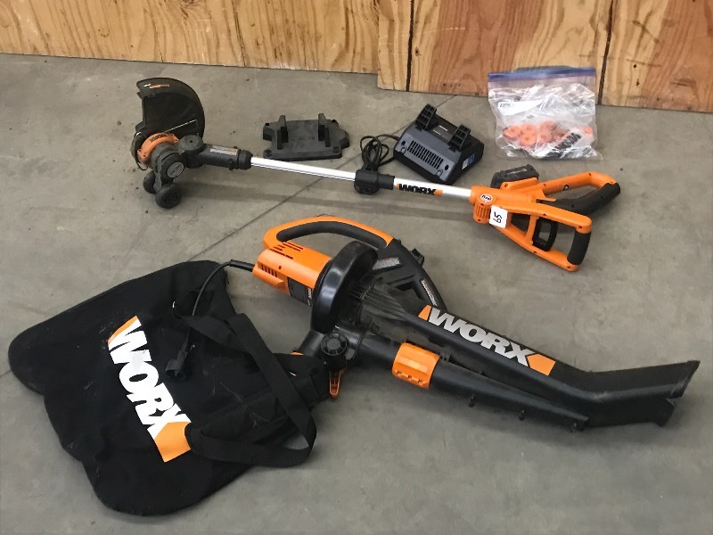 lot 65 image: Lot Of Worx Cordless Grass Trimmer...