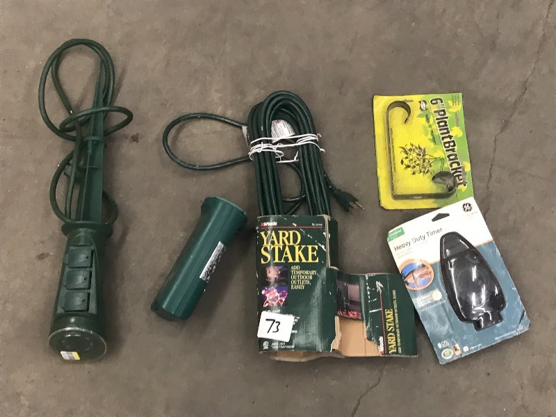 lot 73 image: Lot Of Outdoor Yard Stake Outlets ,...