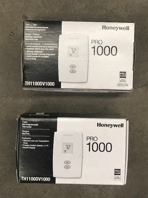lot 105 image: (2) New Honeywell Pro-1000 Thermost...