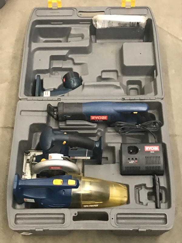 lot 118 image: Ryobi 18Volt Cordless Tool Set, As ...