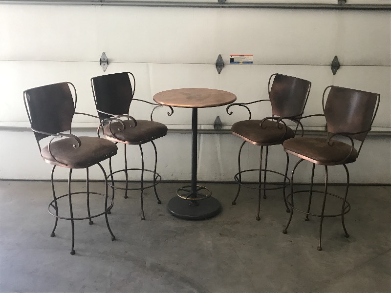lot 130 image: Unique High-Top Bar Table With (4) ...