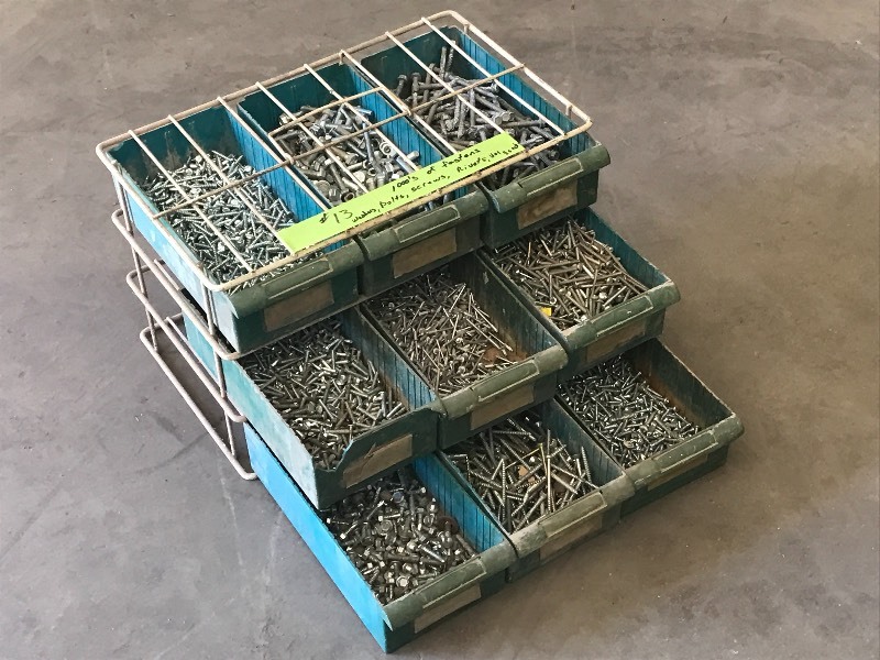 lot 175 image: 9-Bin Sorter Rack Full Of Assorted ...