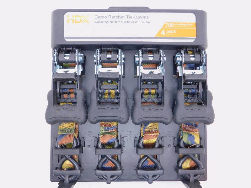 lot 9 image: HDX 16 ft. x 1-14 in. Ratchet Tie-Downs (4-Pack)