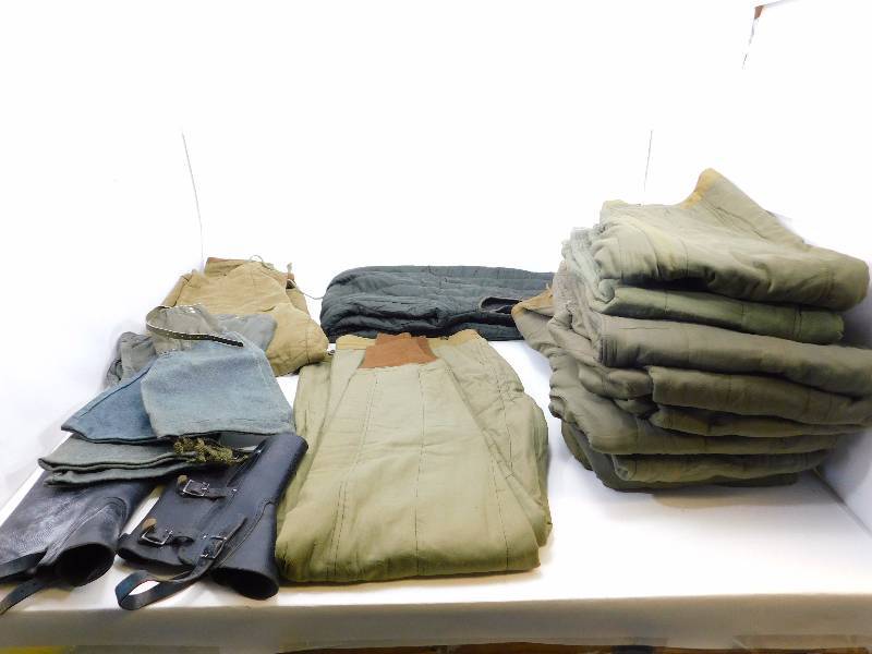 lot 128 image: Lot of Military Snow Pants and  Swiss Military Surplus Leather Gaiters