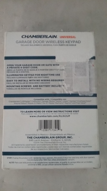 Chamberlain Universal Garage Door Key Pad