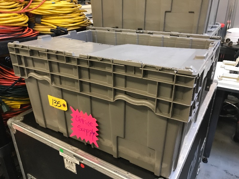 lot 135 image: BIN OF OFFICE SUPPLIES