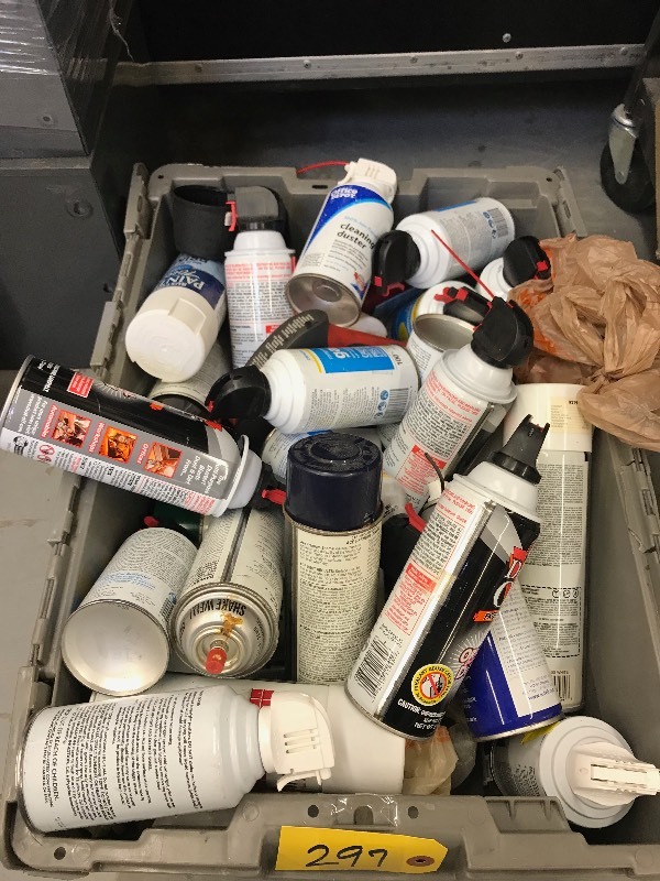lot 297 image: BIN OF AEROSOLS