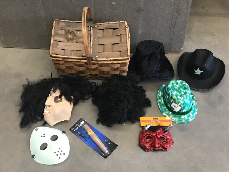 lot 41 image: Basket Of Assorted Halloween Masks ...