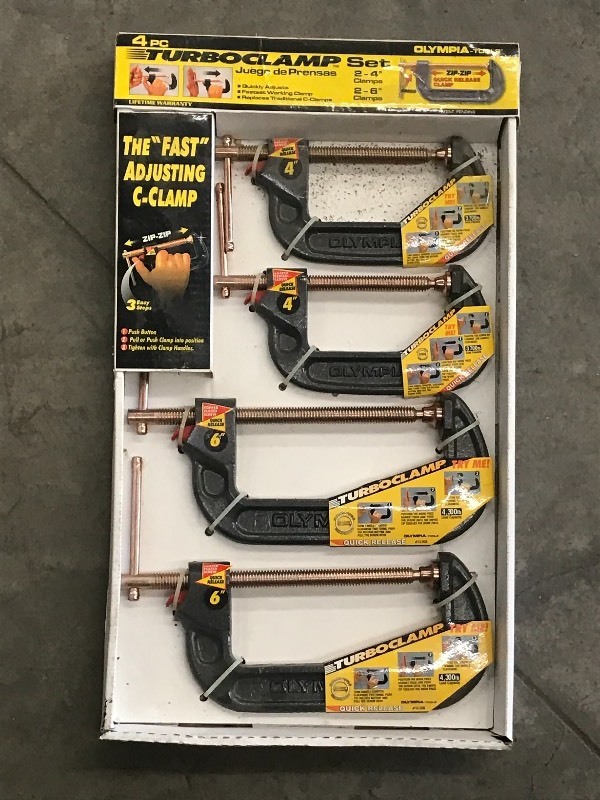 lot 49 image: New 4-Piece Turbo C-Clamp Set ...
