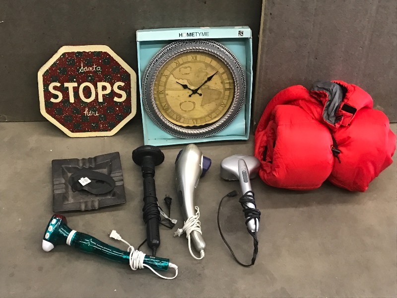 lot 54 image: Lot Of Sleeping Bag, New Wall Cloc...