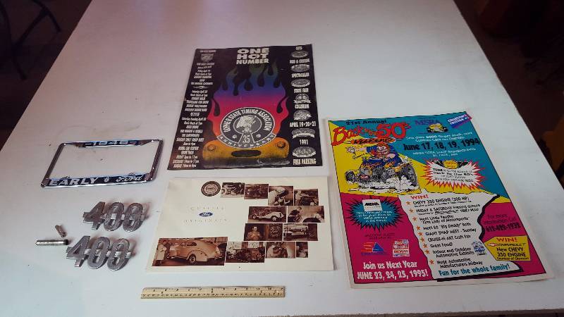 lot 226 image: 400 Side Emblems, Ford Calendar, MSRA Poster, Etc