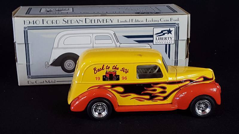lot 281 image: Liberty 1940 Ford Sedan Delivery Die Cast Metal Bank