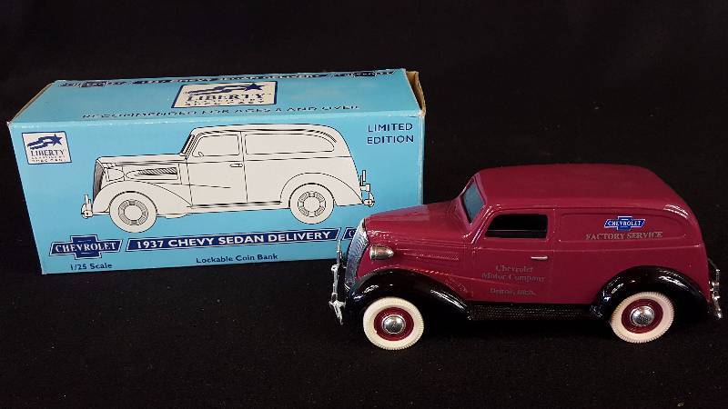 lot 282 image: Liberty 1937 Chevy Sedan Delivery Die Cast Metal Bank