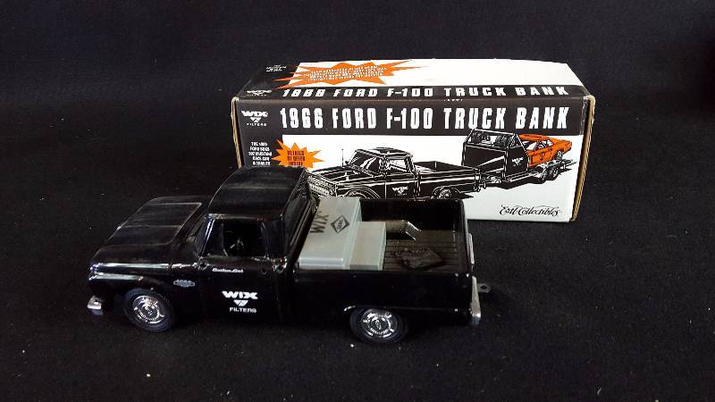 lot 287 image: Ertl Wix Filters 1966 Ford F-100 Truck Die Cast Metal Bank