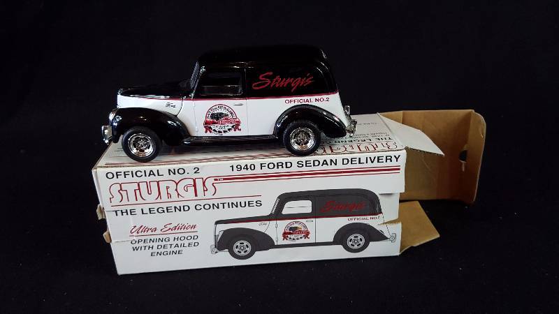 lot 320 image: Liberty Sturgis 1940 Ford Sedan Delivery Die Cast Coin Bank