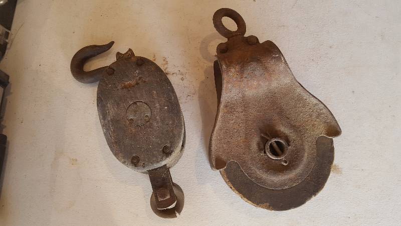 lot 102 image: Vintage Farm Pulleys