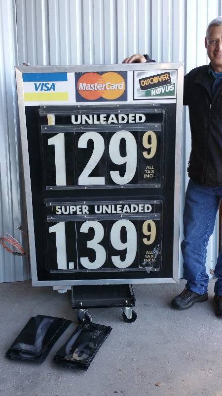lot 3B image: Large Electric Gas Station Price Double-sided Sign