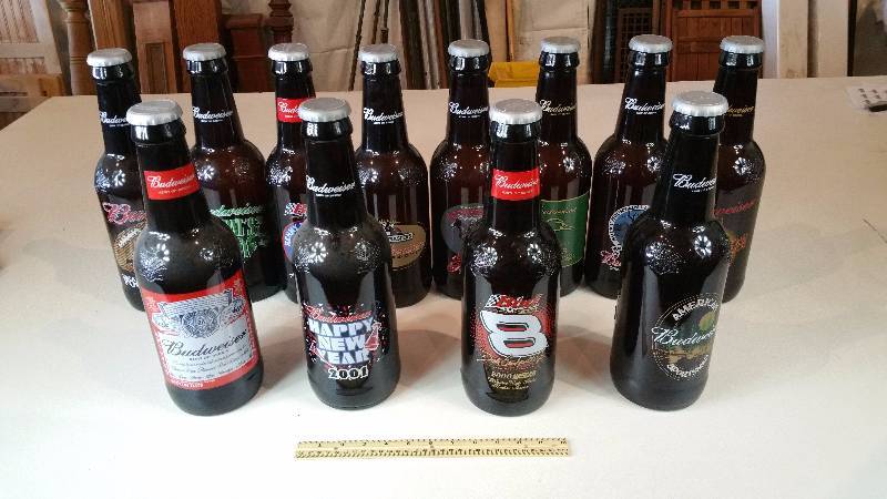 lot 347 image: (12) Large Budweiser Collectible Bottles
