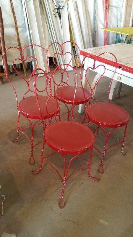 lot 184 image: (4) Ice Cream Parlor Wire Chairs