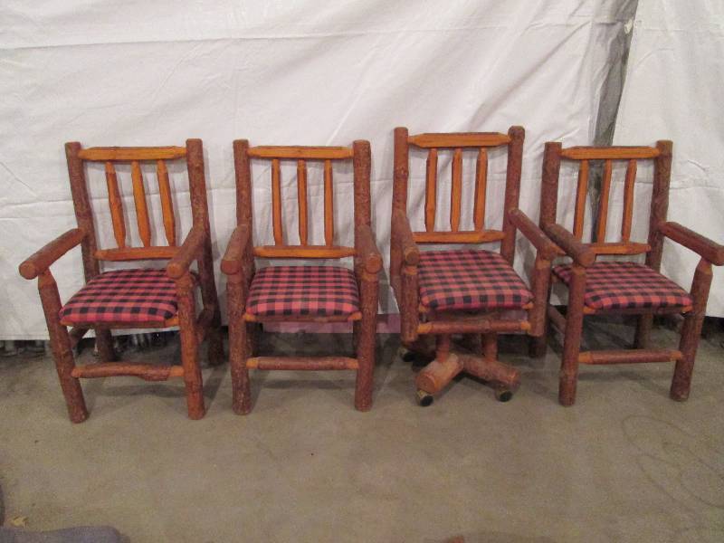 lot 158 image: Pine Log Chairs