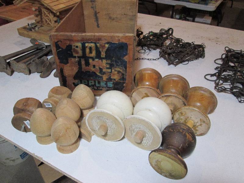 lot 356 image: Apple Crate & Newel Post Tops