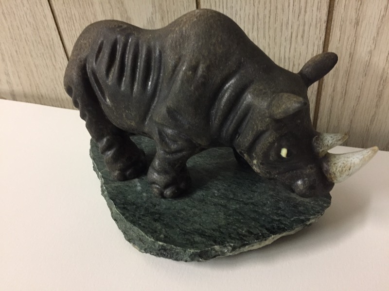 lot 20 image: Rhino Sculpture - Marble Base