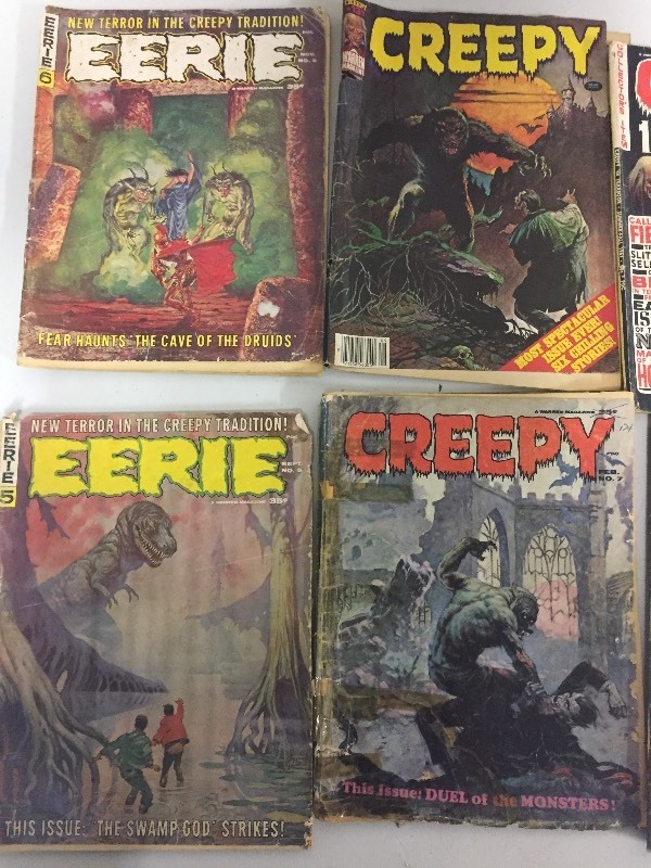 lot 64 image: Vintage EERIE & CREEPY Comic Books Magazines