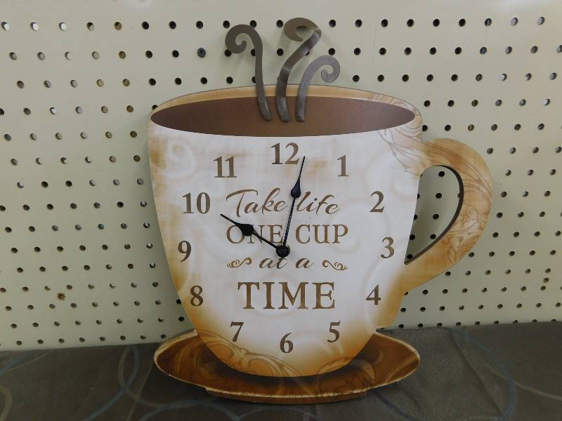 Wood Coffee Wall Clock