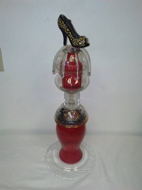 lot 68 image: Glass Art  Red Sexy Shoe