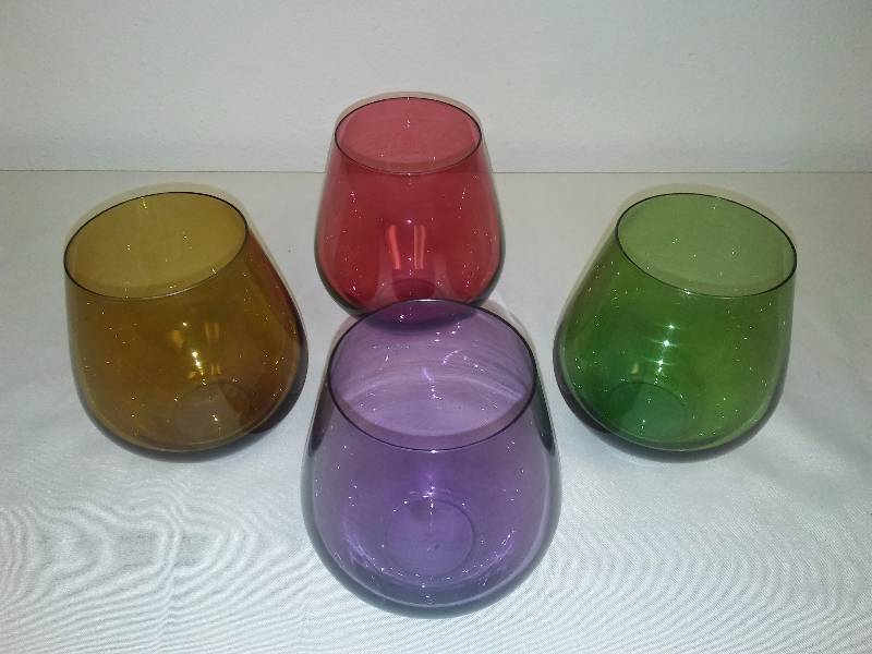 lot 74 image: Vintage Stemless Wine Glasses (4)