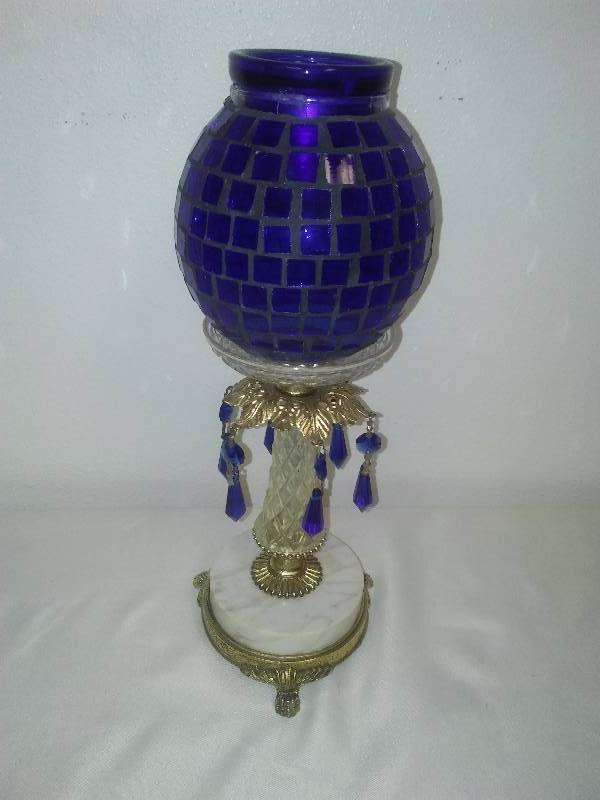 lot 77 image: Glass and Marble candle holder