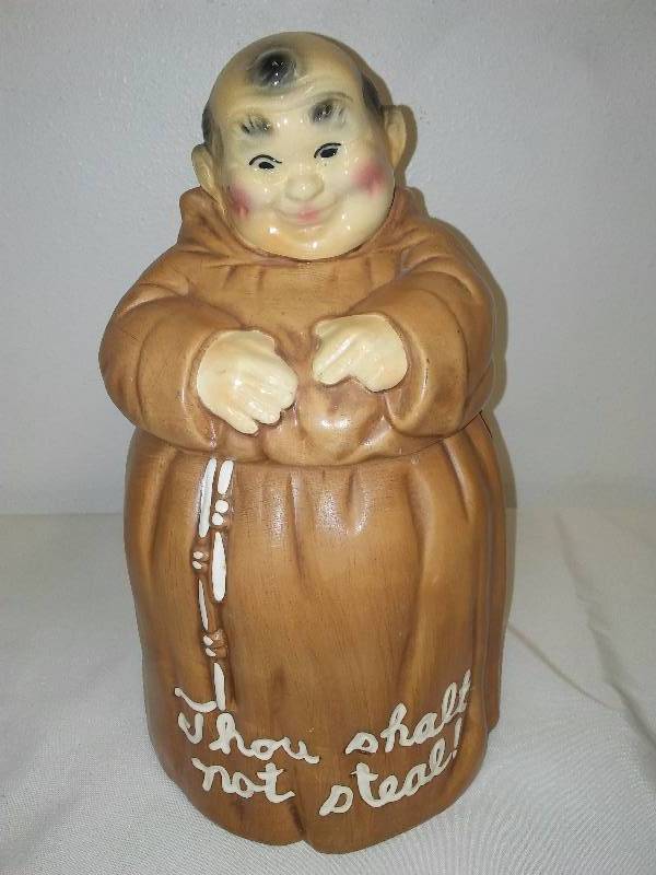 lot 137 image: Twin Winton 1960 Friar  Thou Shall Not Steal  Cookie Jar