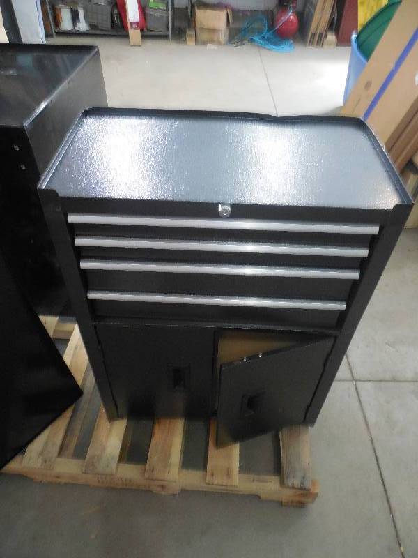 24 in. 10-Drawer Tool Chest and Rolling Tool Cabinet Set, BLACK
