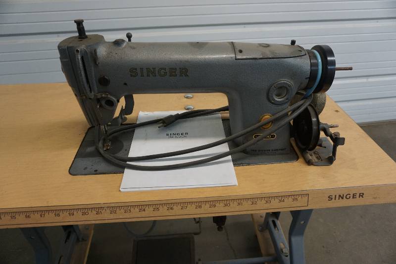 lot 13 image: Singer Model 281-143 Antique Treadle Sewing Machine With Custom Sewing Table