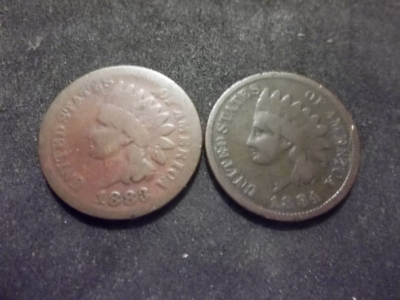 1883, 1884 Indian Head Cents